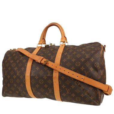 Louis Vuitton Keepall 50 travel bag in brown Monogram canvas and natural leather