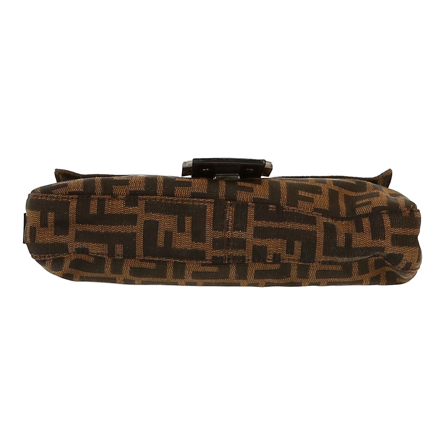 Bolso de mano Fendi  Baguette en lona monogram marrón y cuero marrón - Detail D1