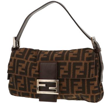 Bolso de mano Fendi  Baguette en lona monogram marrón y cuero marrón