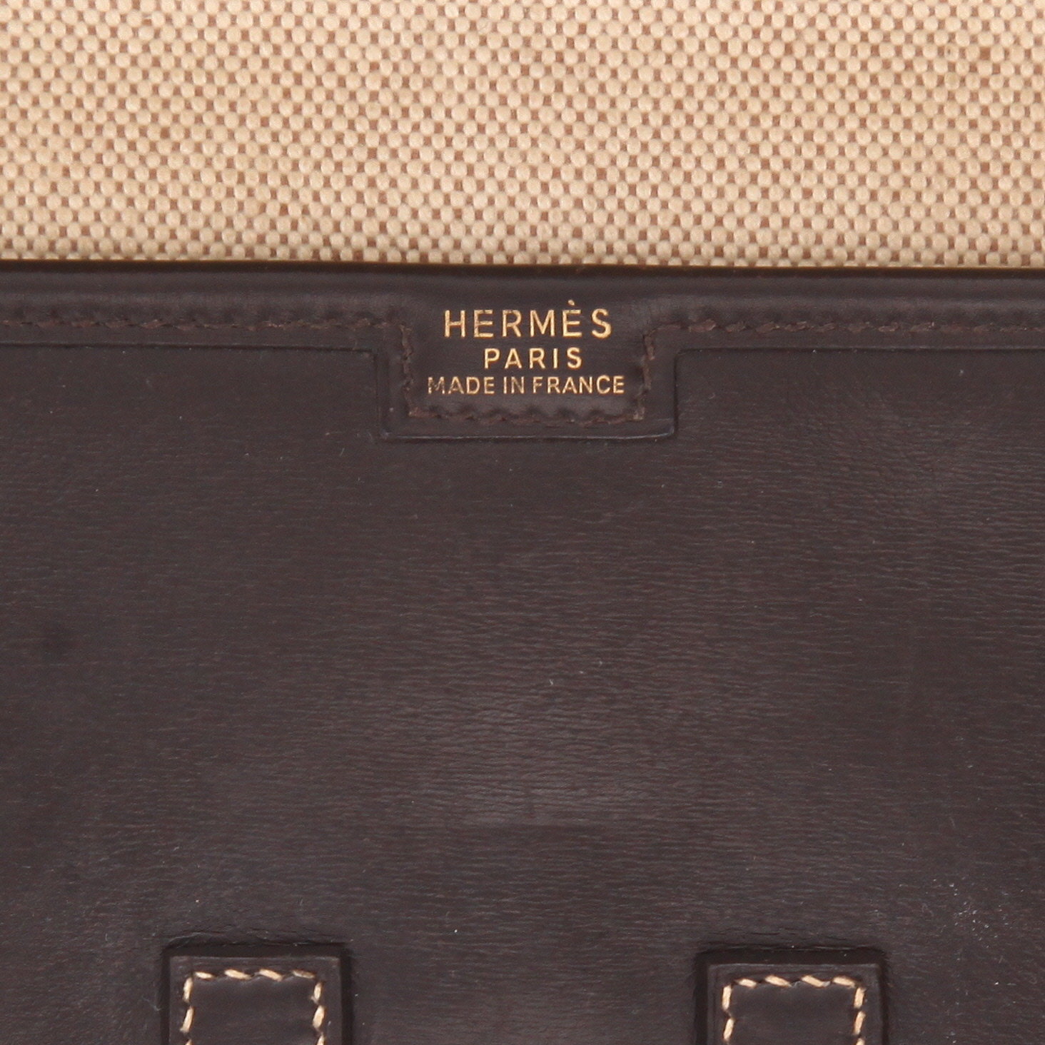 Pochette Hermès  Jige in pelle box marrone - Detail D2