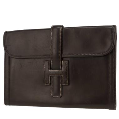 Hermès  Jige pouch  in brown box leather