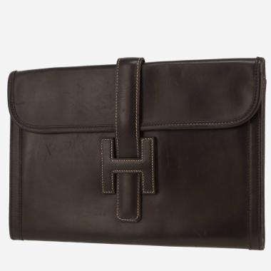 Pochette Hermès  Jige in pelle box marrone