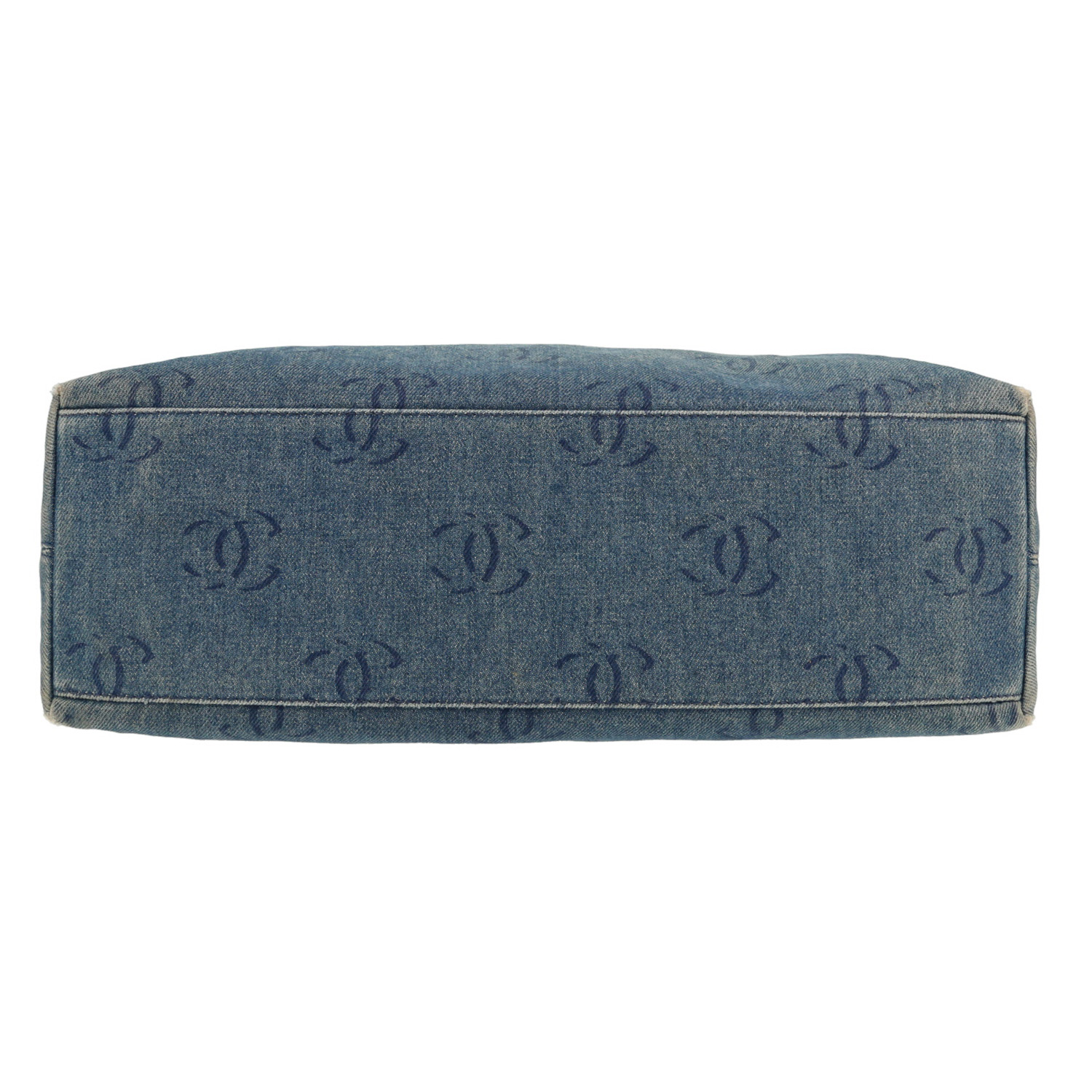 Borsa Chanel  Coco Mark Tote in tela denim blu - Detail D1