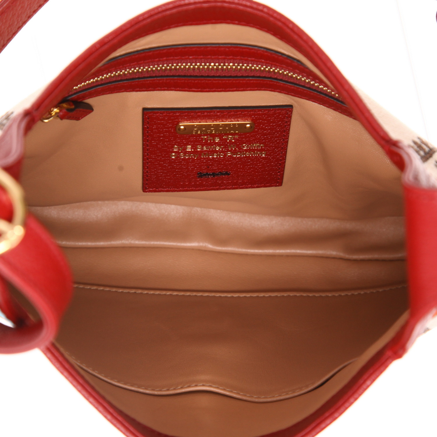 Sac à main Gucci Jackie Centennial Music is Mine en toile beige et cuir bordeaux - Detail D3