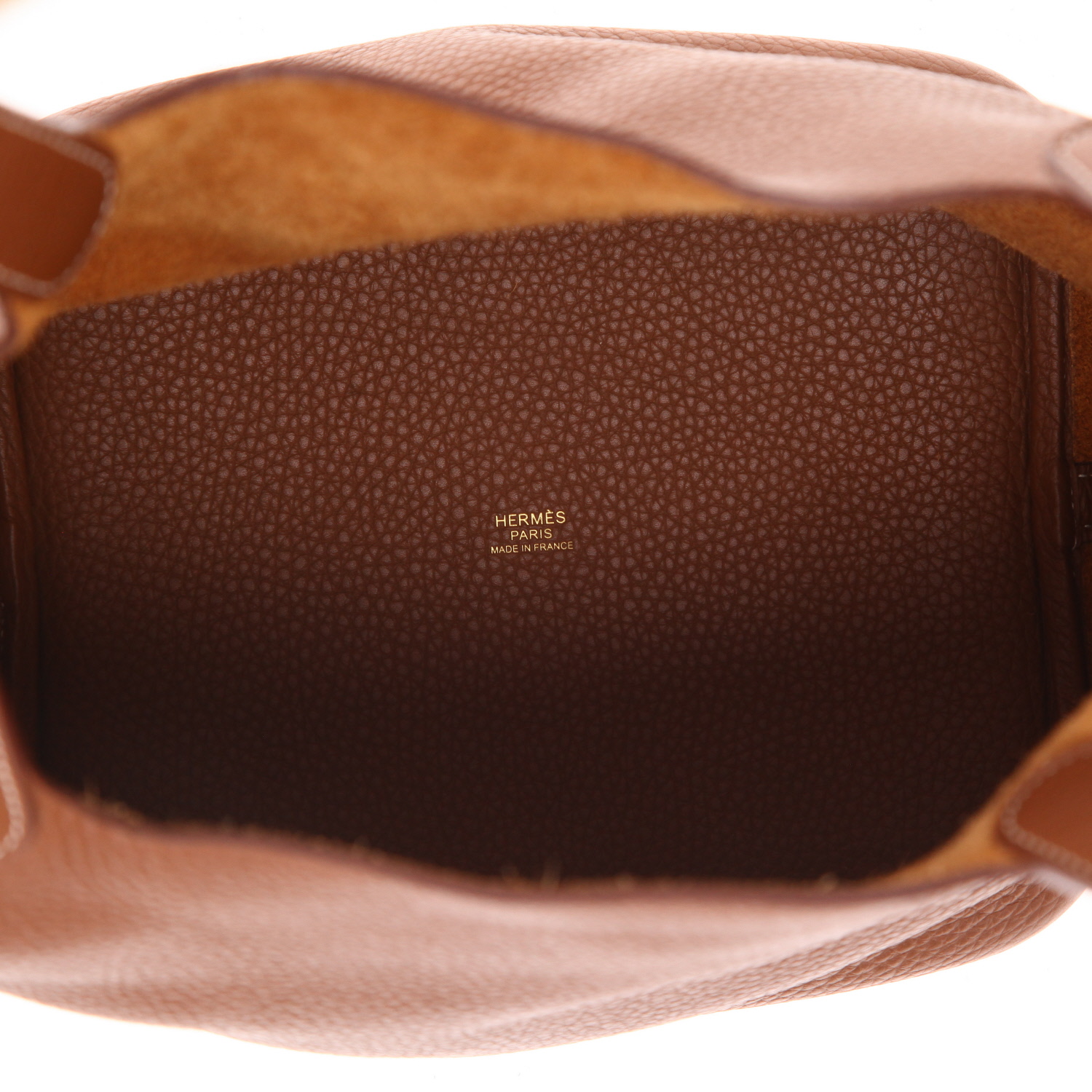 Bolso de mano Hermès  Picotin 22 cm en cuero togo color oro - Detail D3