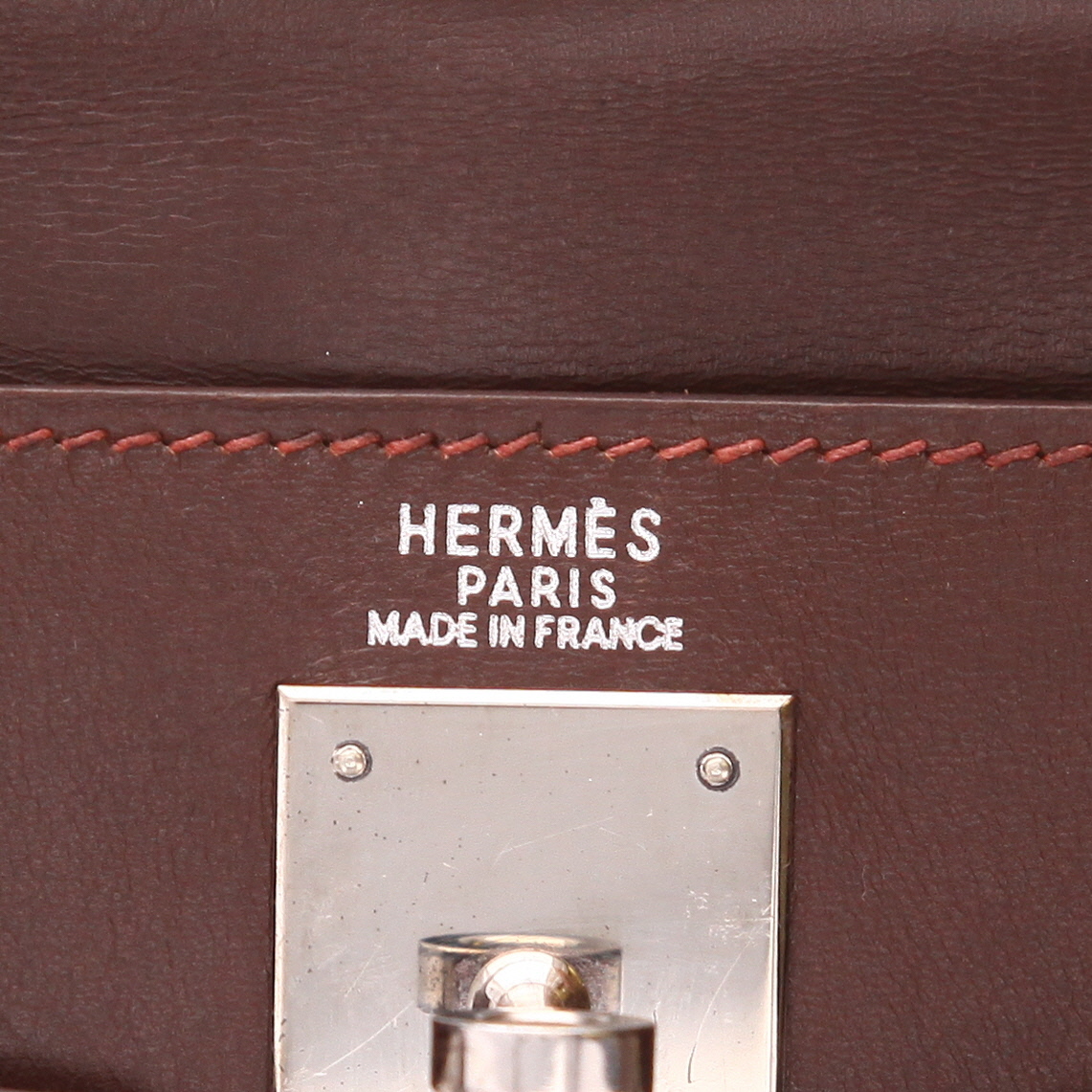 Borsa Hermès  Kelly 32 cm in pelle box marrone - Detail D2
