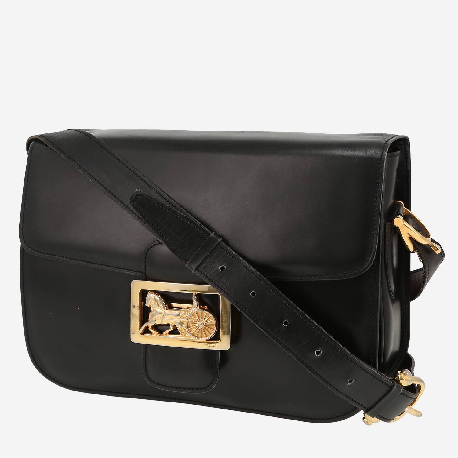 Bolso para llevar al hombro o en la mano Celine  Vintage en cuero negro