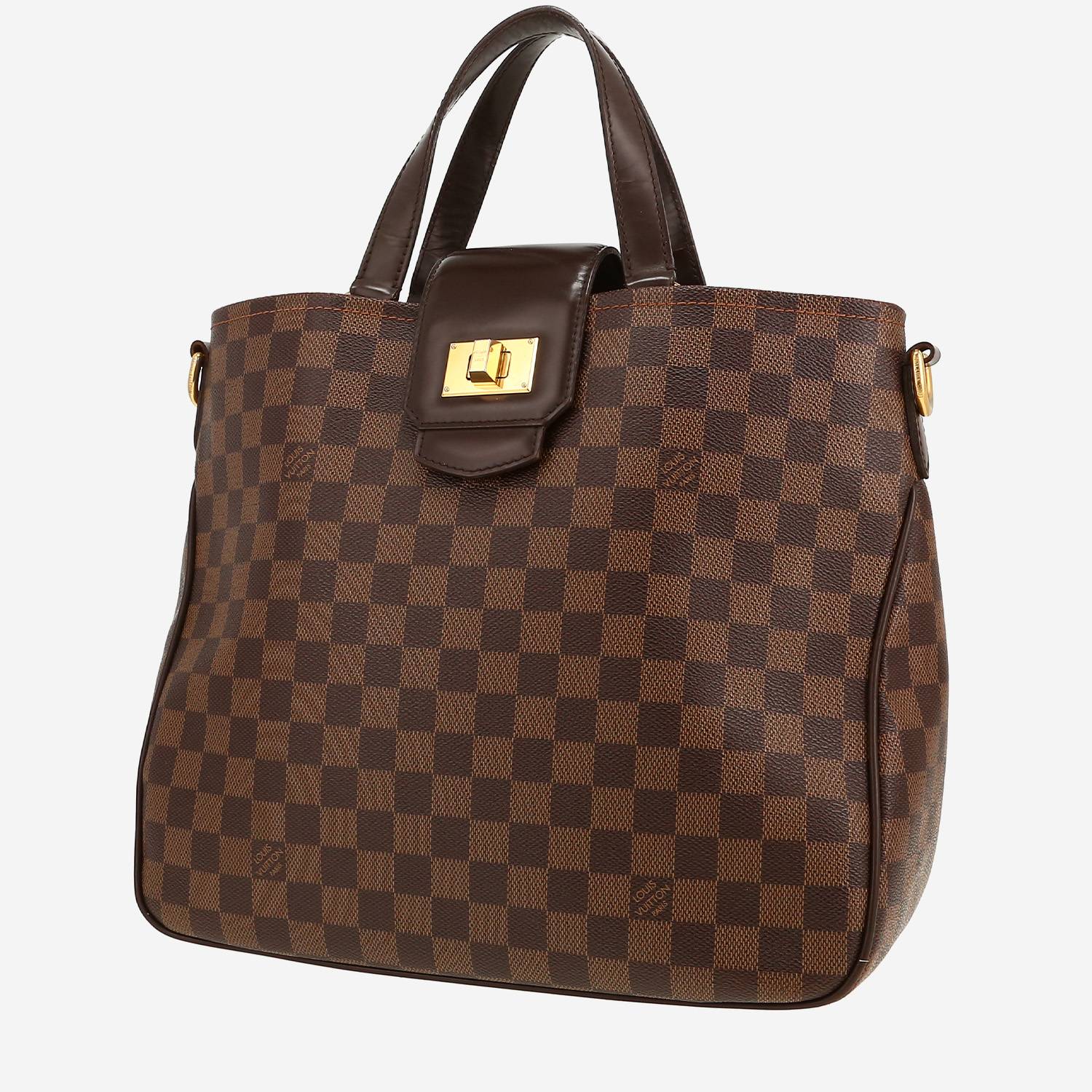 Bolso de mano Louis Vuitton  Rosebery en lona a cuadros ébano y cuero marrón