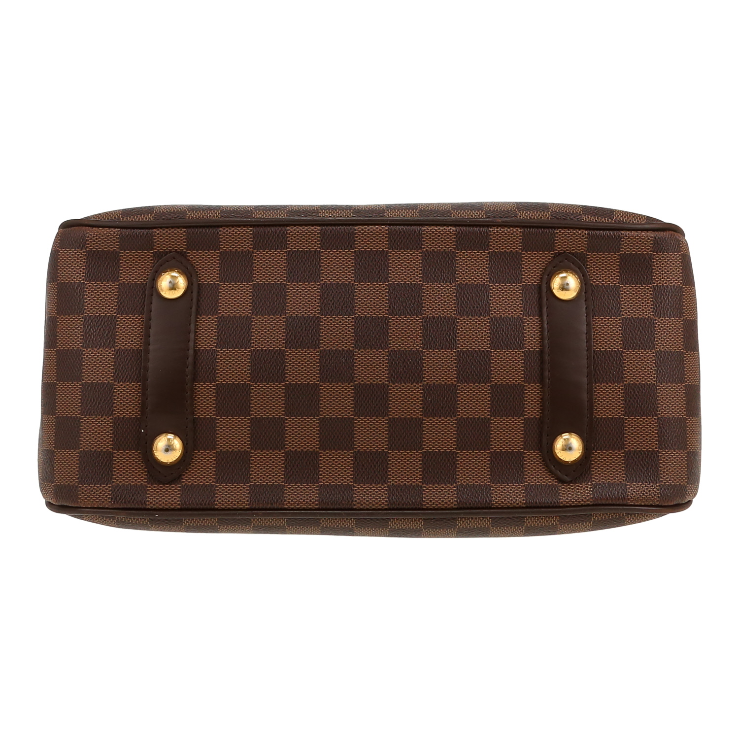 Bolso de mano Louis Vuitton  Rosebery en lona a cuadros ébano y cuero marrón - Detail D1