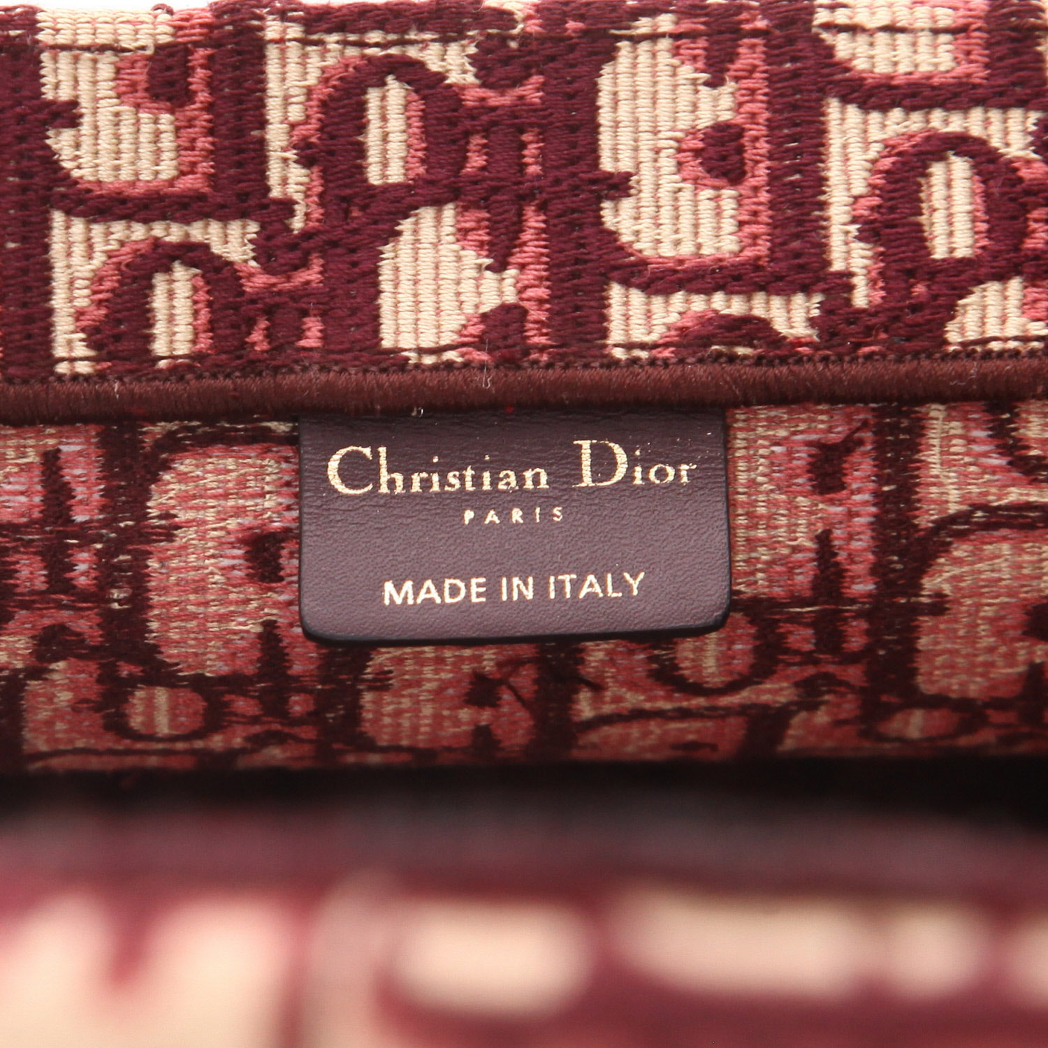 Shopping bag Dior  Book Tote in tessuto a monogramma Oblique bordeaux e beige - Detail D2