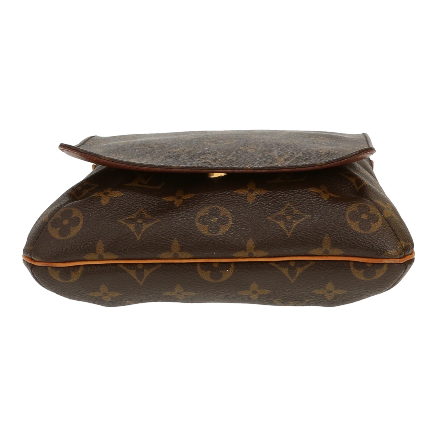 Bolso bandolera Louis Vuitton  Musette en lona Monogram marrón y cuero natural - Detail D1