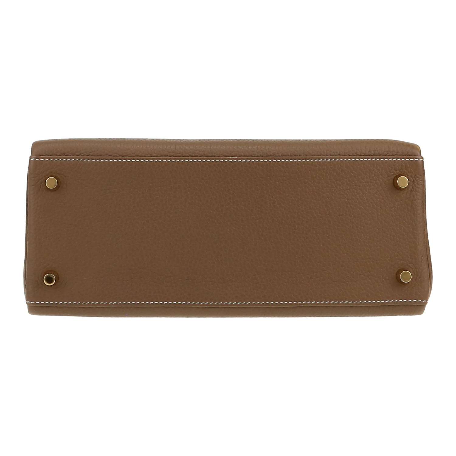 Bolso de mano Hermès  Kelly 28 cm en cuero taurillon clémence marrón etoupe - Detail D1