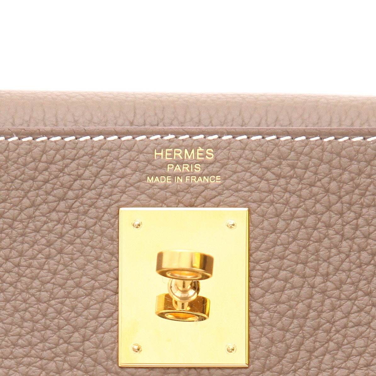 Sac à main Hermès  Kelly 28 cm en cuir taurillon clémence étoupe - Detail D2