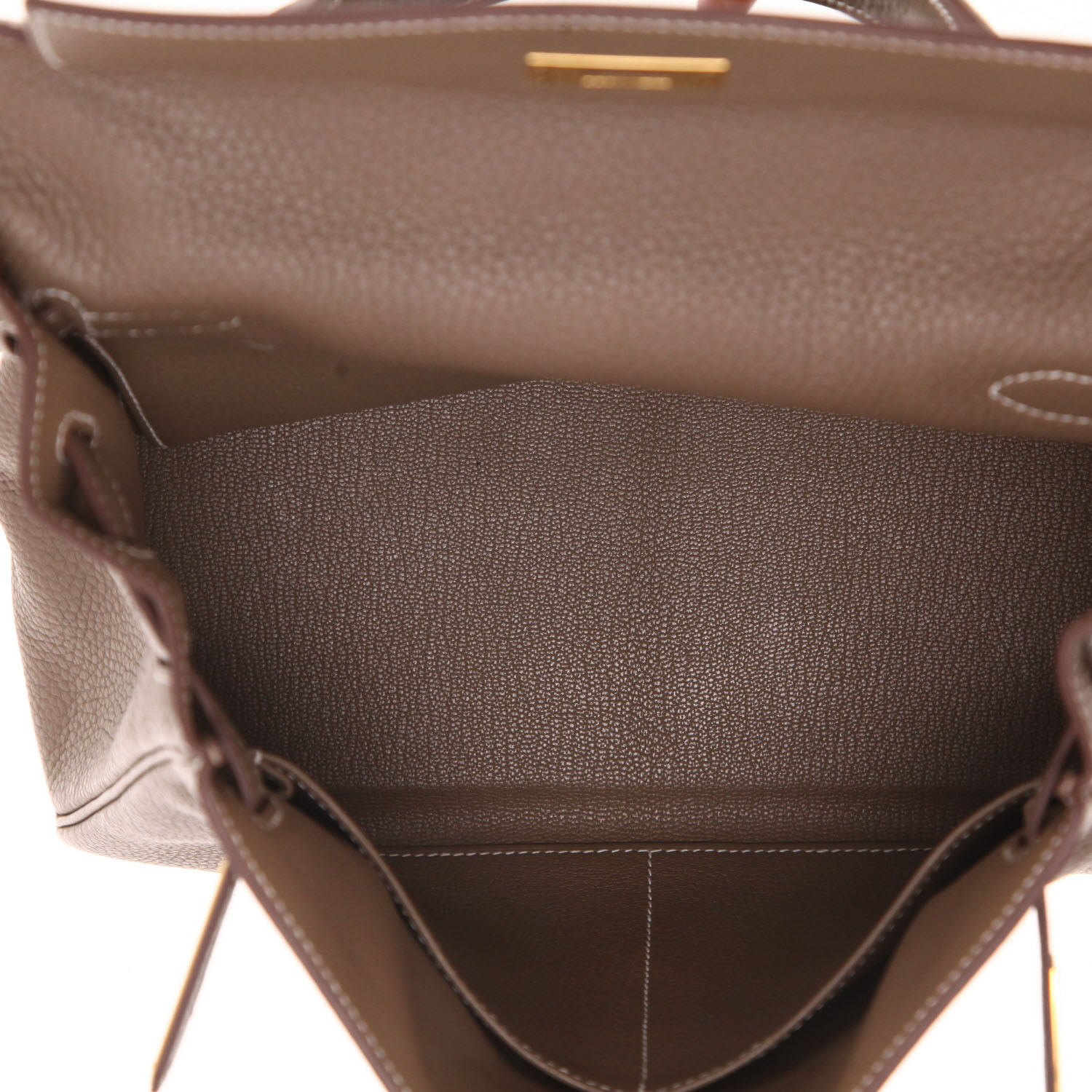 Sac à main Hermès  Kelly 28 cm en cuir taurillon clémence étoupe - Detail D3