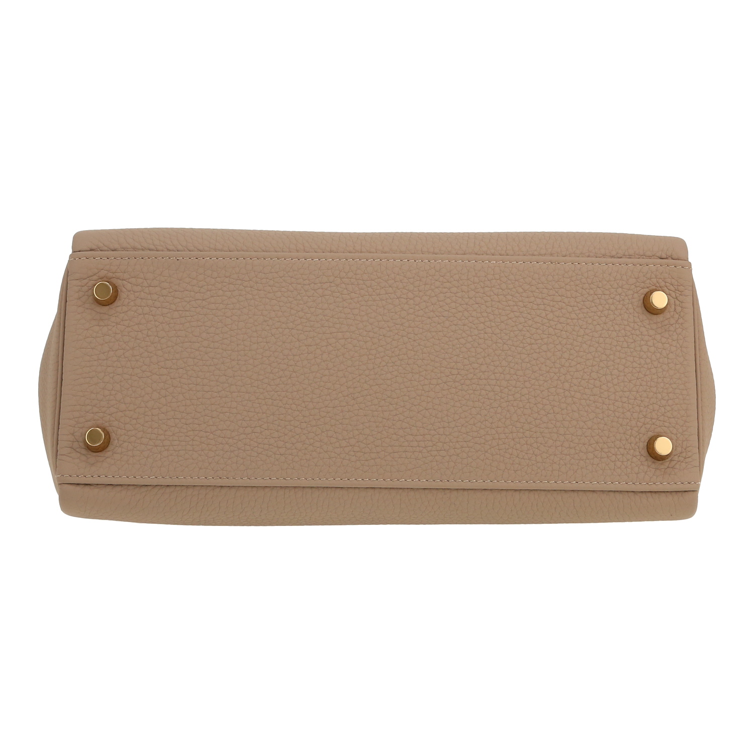 Hermès  Kelly 28 cm handbag  in tourterelle grey leather taurillon clémence - Detail D1