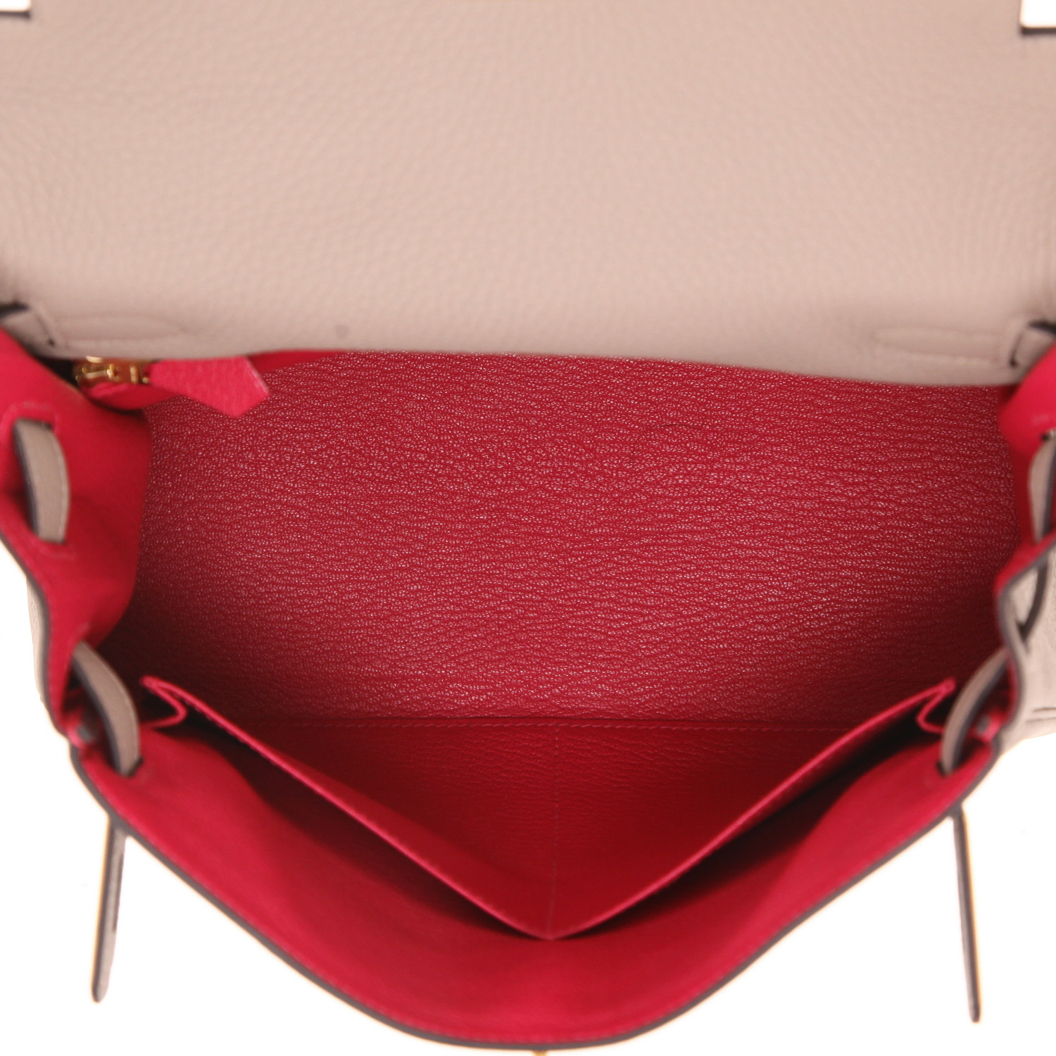 Sac à main Hermès  Kelly 28 cm en cuir taurillon clémence gris-tourterelle - Detail D3