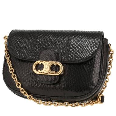 Bolso de mano Celine  Maillon Triomphe en piel de pitón negra