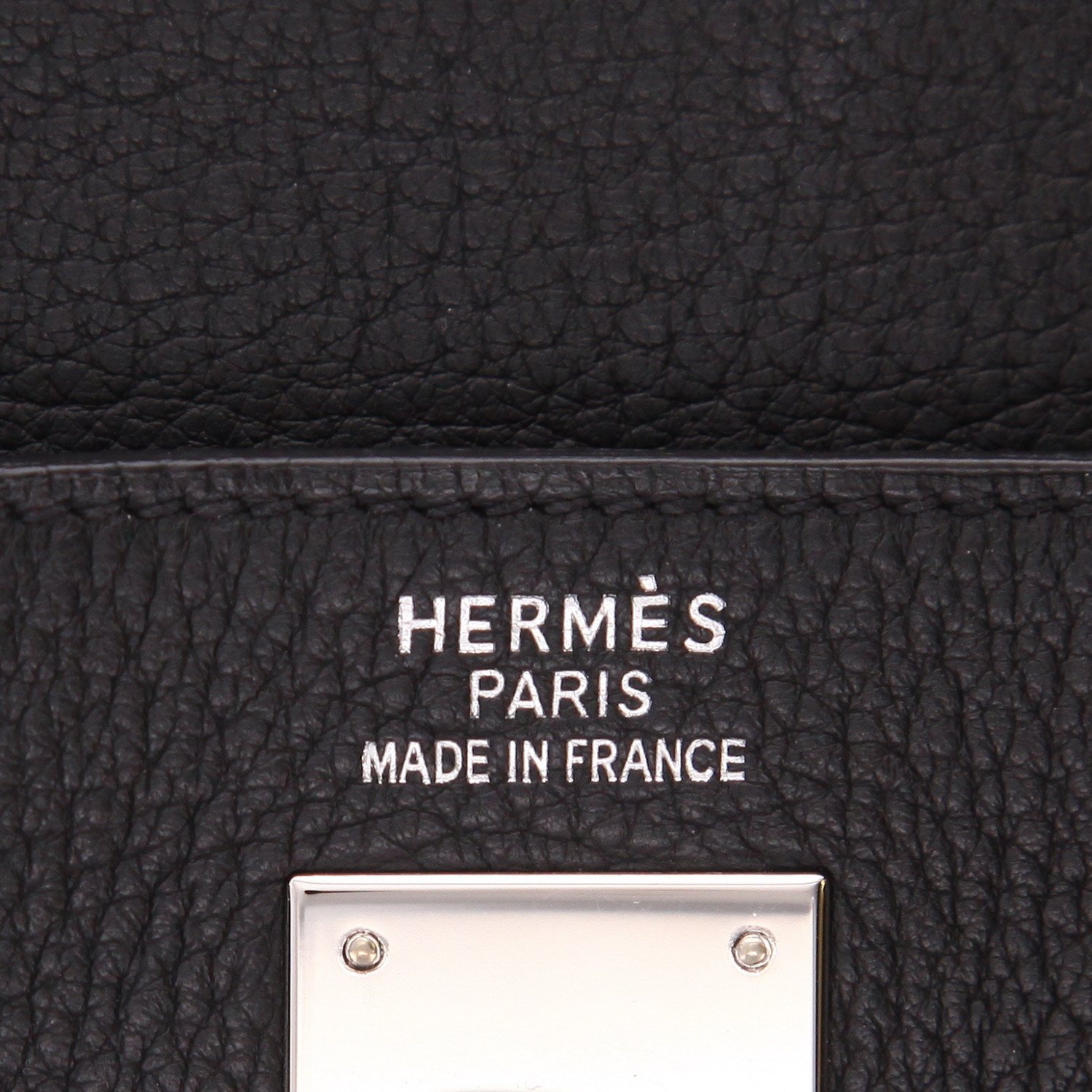 Hermès  Kelly 35 cm handbag  in black leather taurillon clémence - Detail D2