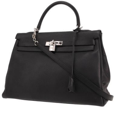 Sac à main Hermès  Kelly 35 cm en cuir taurillon clémence noir
