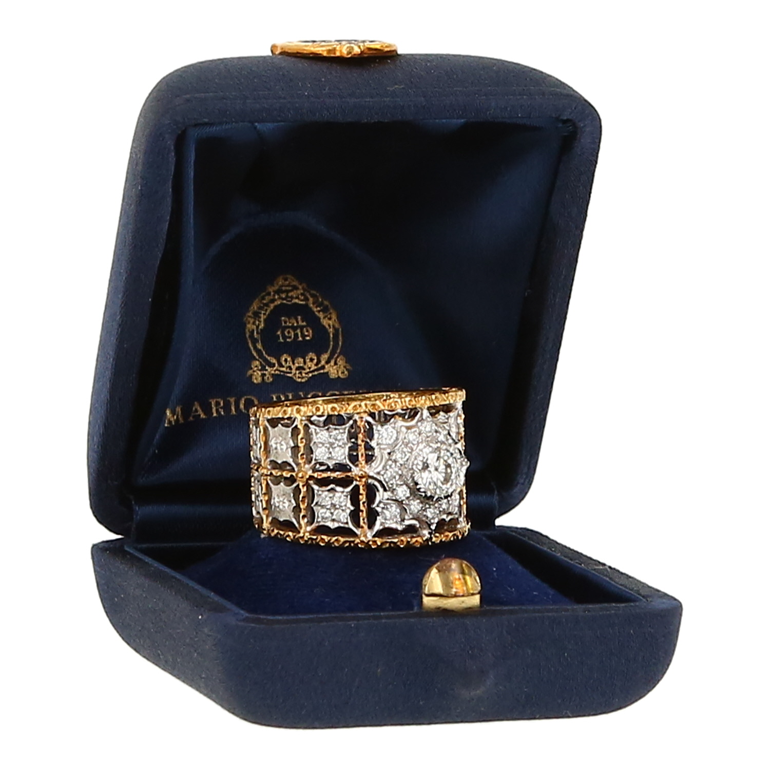 Bague Buccellati  en or jaune, or blanc et diamants - Detail D2