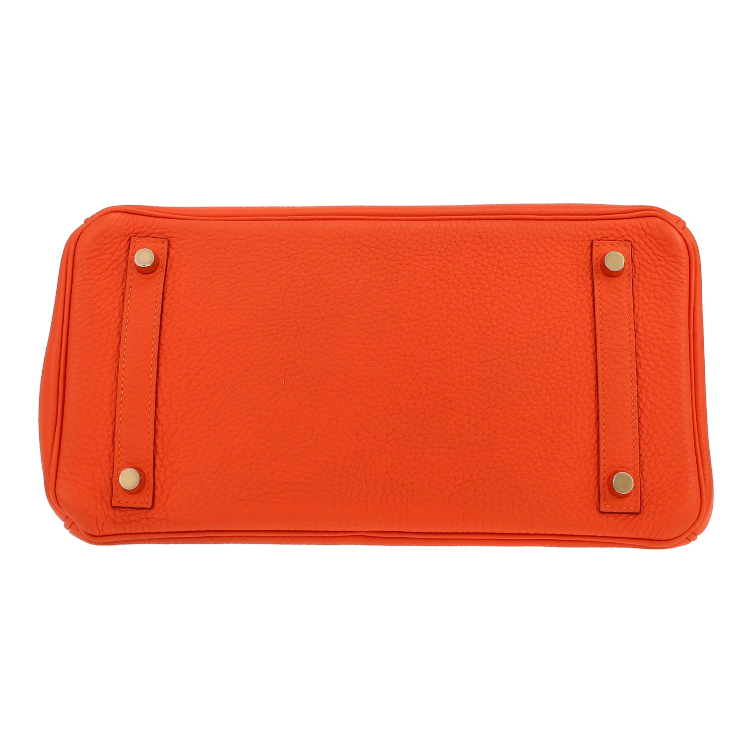 Hermès  Birkin 30 cm handbag  in orange Feu togo leather - Detail D1