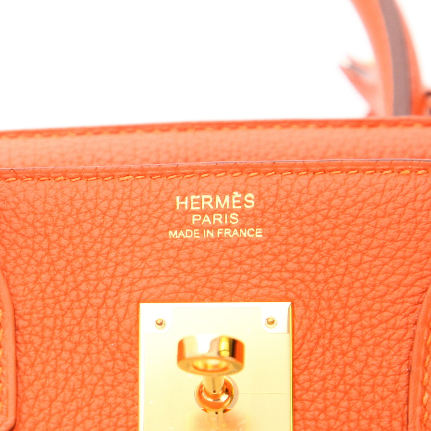 Bolso de mano Hermès  Birkin 30 cm en cuero togo naranja Feu - Detail D2