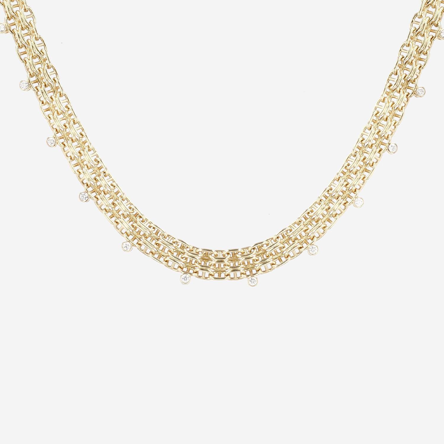 Collana Hermès Chaîne d'Ancre Calypso modello medio in oro giallo e diamanti
