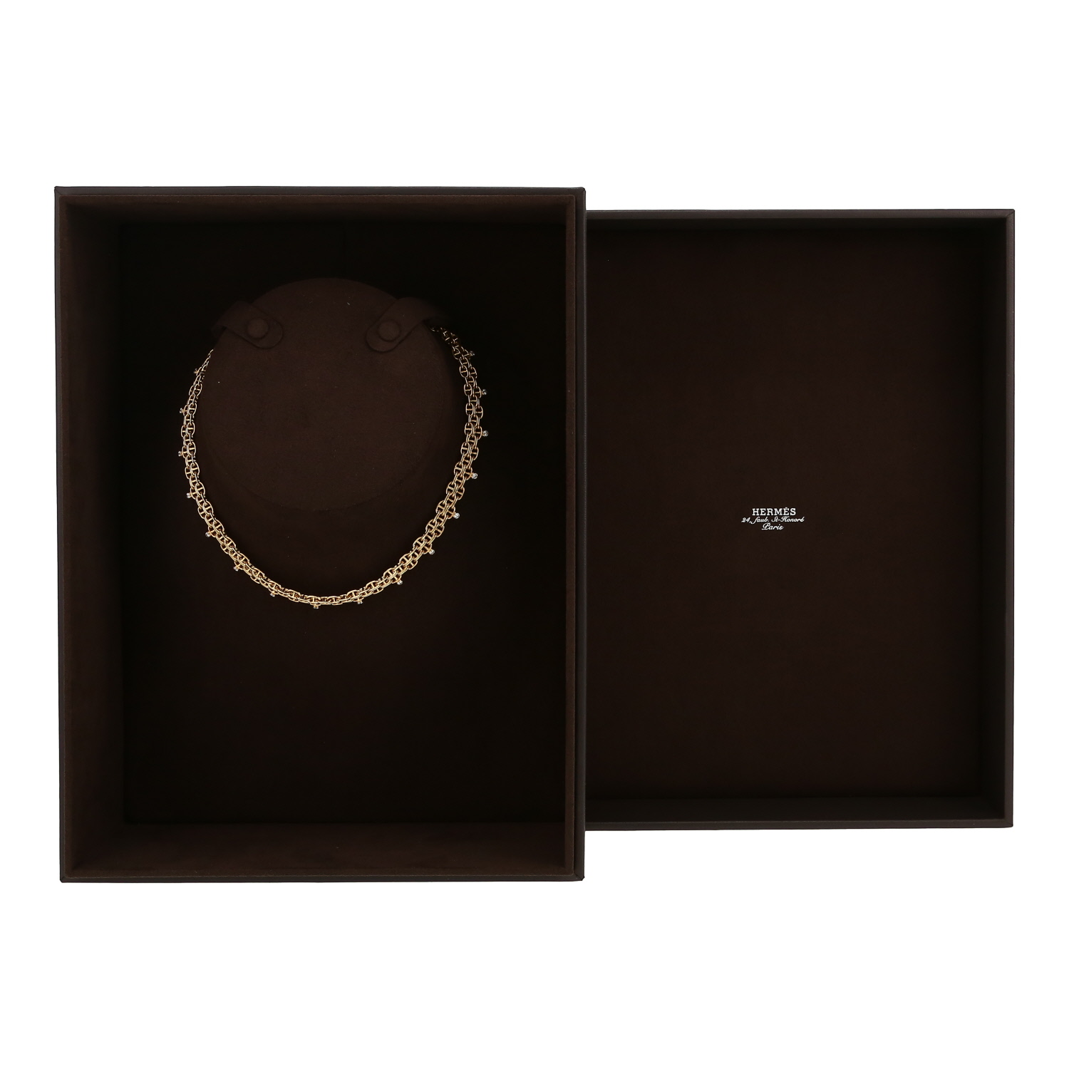 Hermès Chaîne d'Ancre Calypso medium model necklace in yellow gold and diamonds - Detail D2