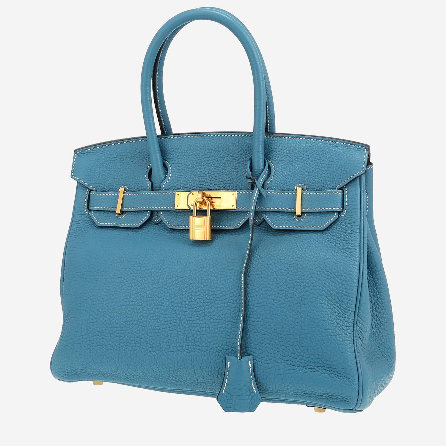 Bolso de mano Hermès  Birkin 30 cm en cuero togo azul