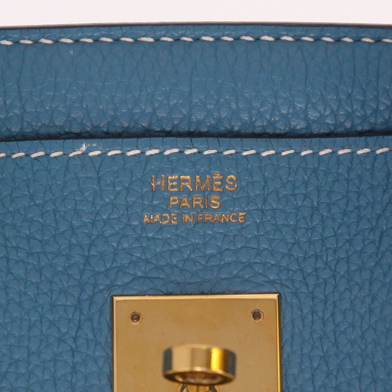 Hermès  Birkin 30 cm handbag  in blue jean togo leather - Detail D2