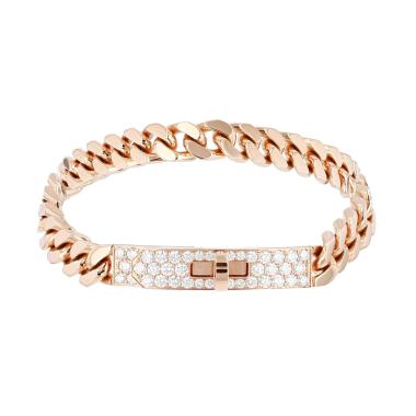Hermès Kelly Gourmette small model bracelet in pink gold and diamonds