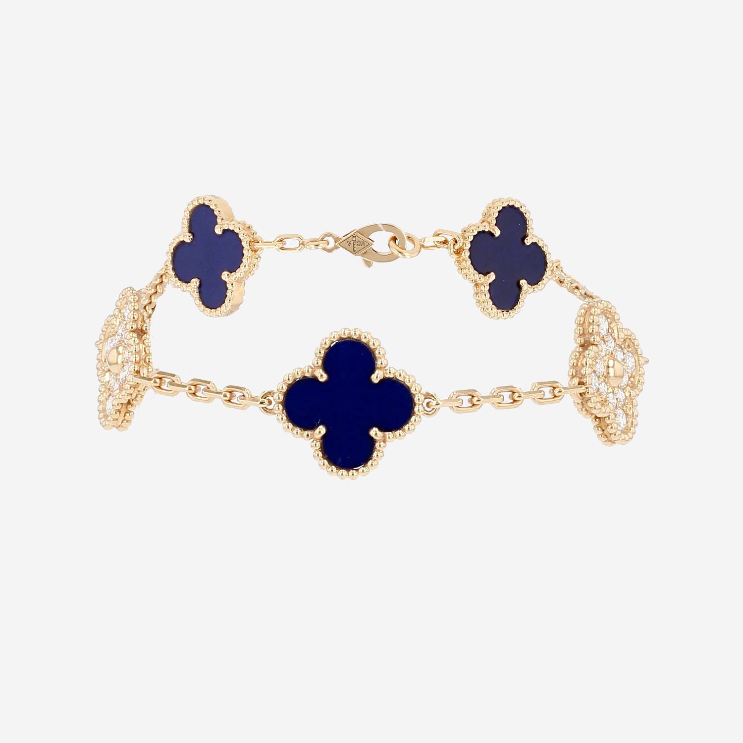 Van Cleef 
Arpels Vintage Alhambra Vendôme limited edition bracelet in yellow gold, Sèvres porcelain and diamonds