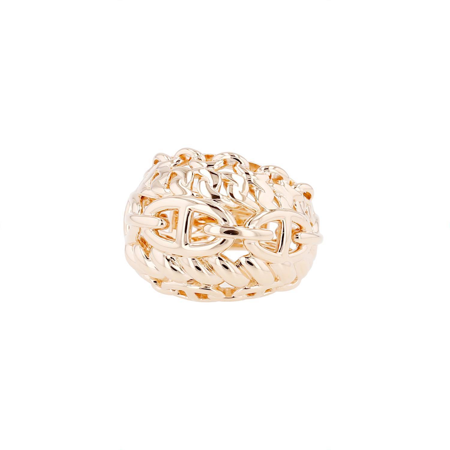 Bague Hermès Chaîne d’Ancre Multichaînes Or Rose Occasion Bague Hermès Chaîne d’Ancre Multichaînes Or Rose Occasion