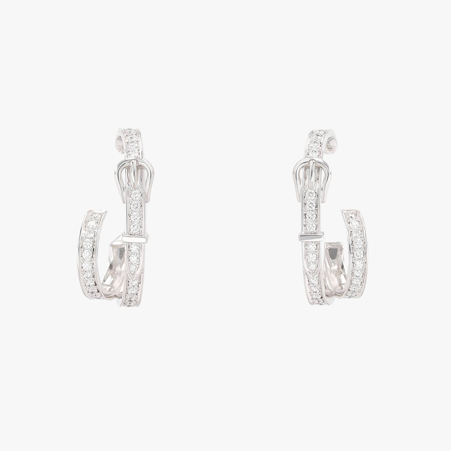 Pendientes Hermès Etrivière modelo pequeño de oro blanco y diamantes