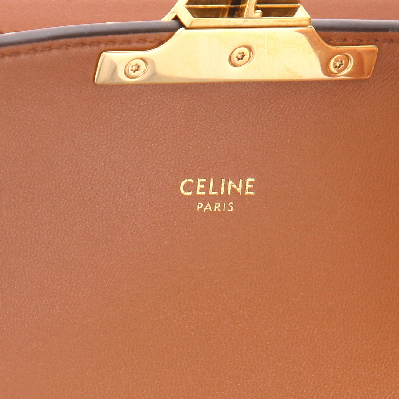 Bolso bandolera Celine  Triomphe en tejido "Triomphe" marrón y cuero marrón - Detail D2