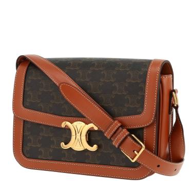 Bolso bandolera Celine  Triomphe en tejido "Triomphe" marrón y cuero marrón