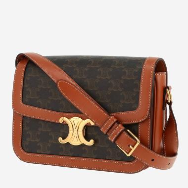 Sac bandoulière Celine  Triomphe en toile Triomphe marron et cuir marron