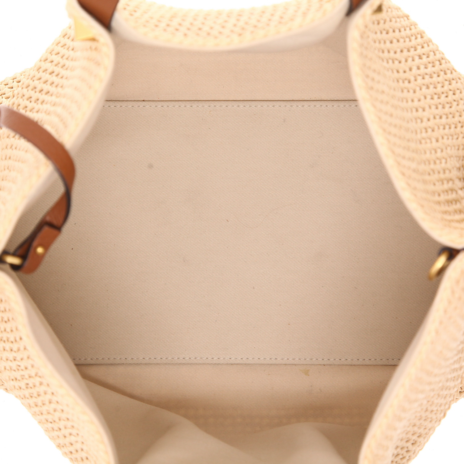 Sac cabas Valentino Garavani Summer tote en raphia beige et cuir marron - Detail D3