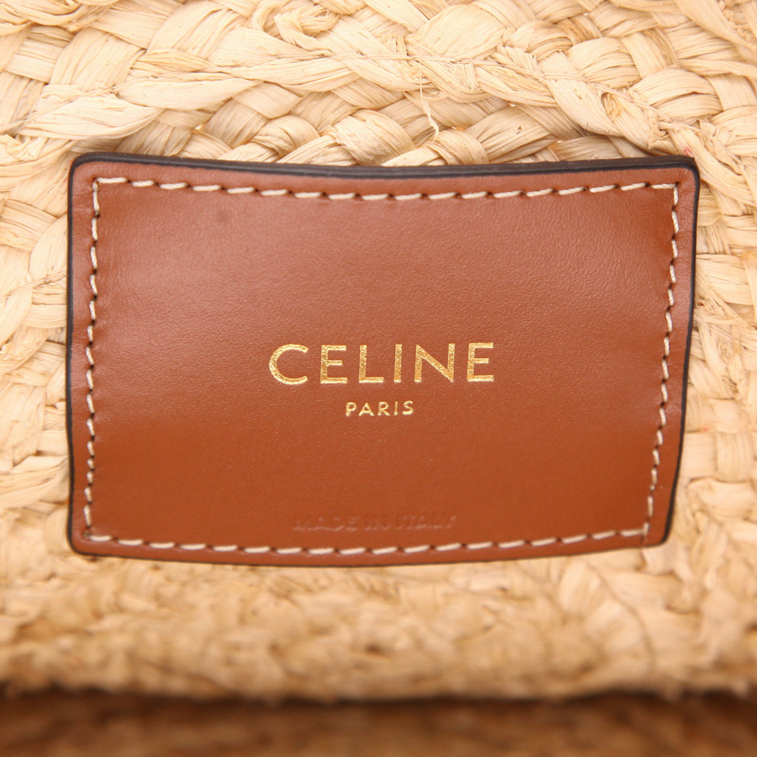 Sac à main Celine  Triomphe en osier beige et cuir marron - Detail D2