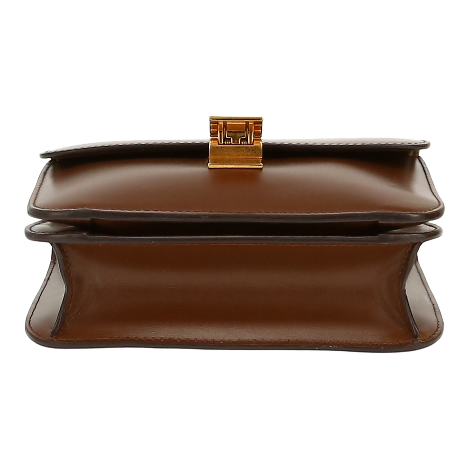 Celine  Classic Box Teen shoulder bag  in brown leather - Detail D1