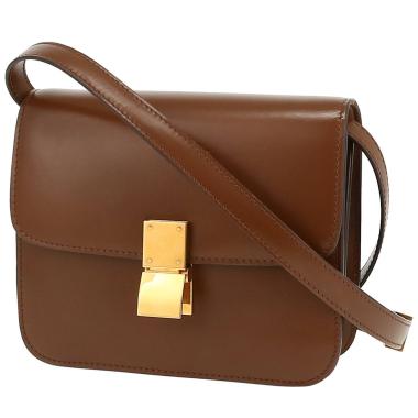 Celine  Classic Box Teen shoulder bag  in brown leather