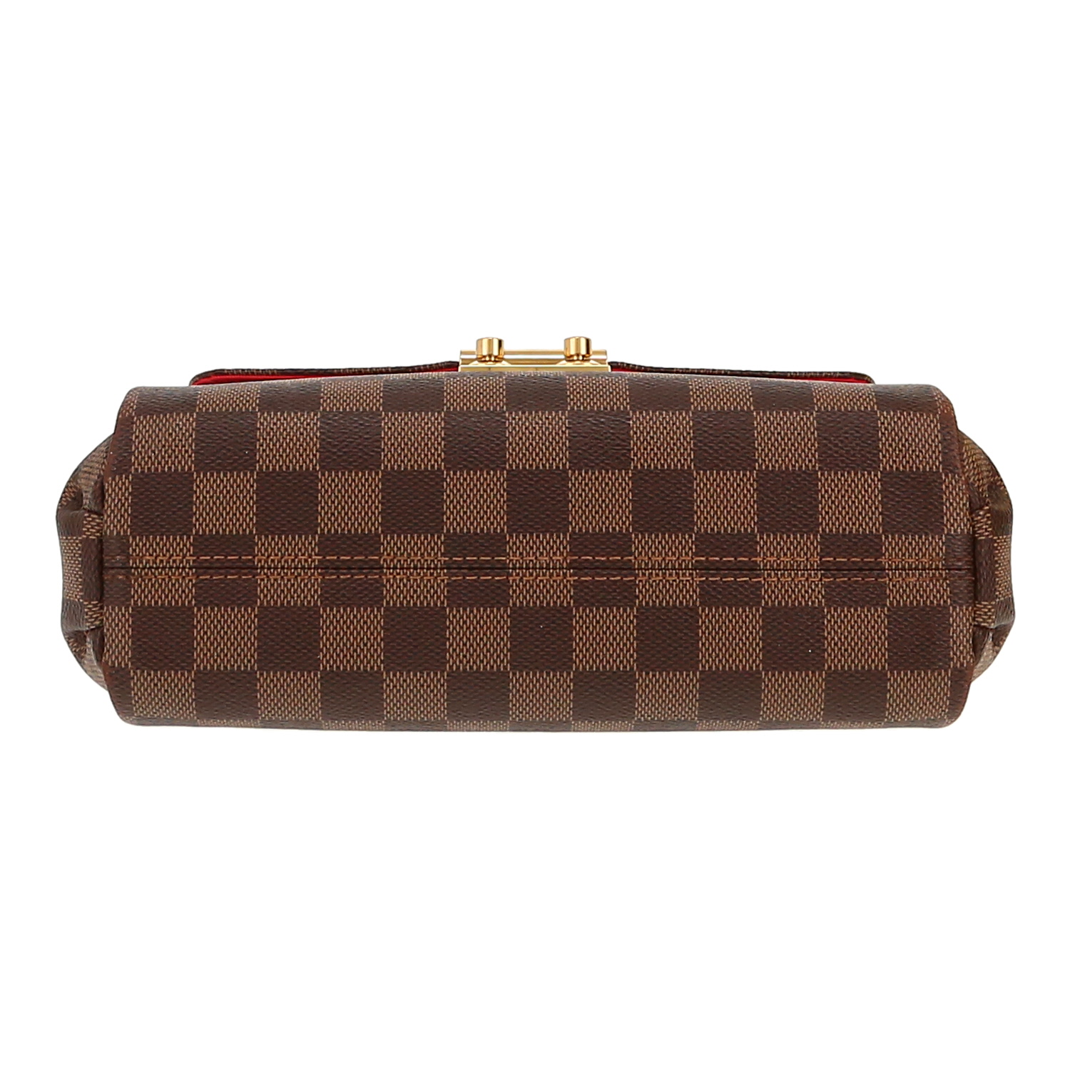 Borsa a tracolla Louis Vuitton  Croisette in tela a scacchi ebana e pelle marrone - Detail D1