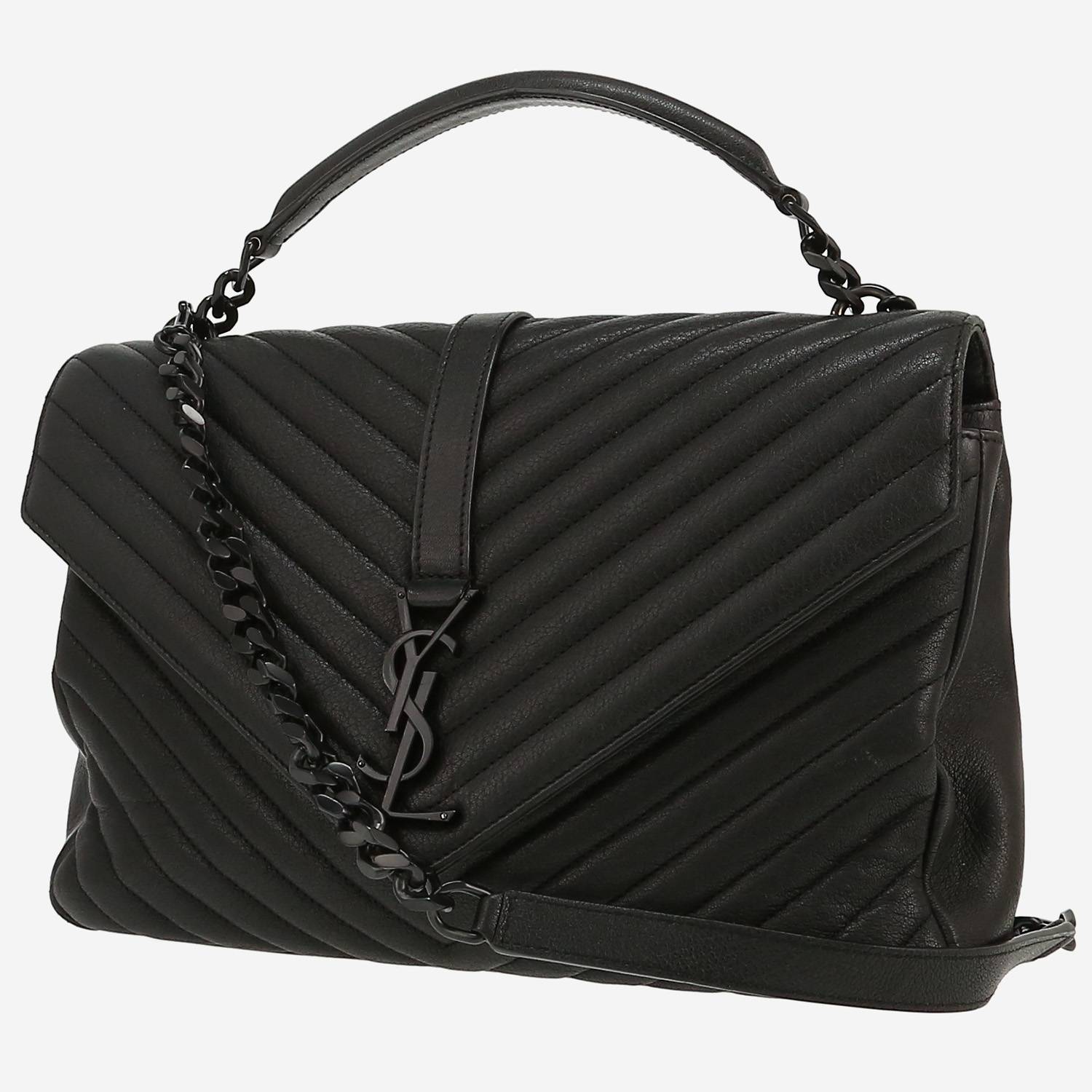 Saint Laurent  College handbag  in black chevron quilted leather