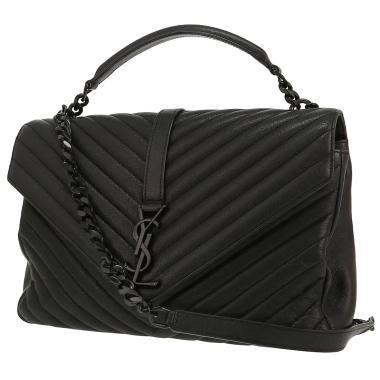 Bolso de mano Saint Laurent  College en cuero acolchado con motivos de espigas negro