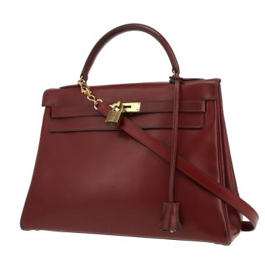 Hermès  Kelly 32 cm handbag  in burgundy box leather