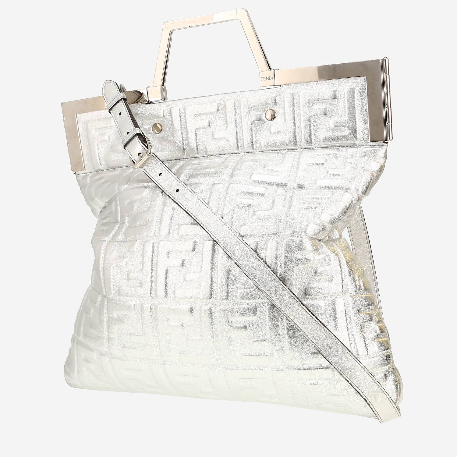 Fendi   handbag  in silver monogram leather