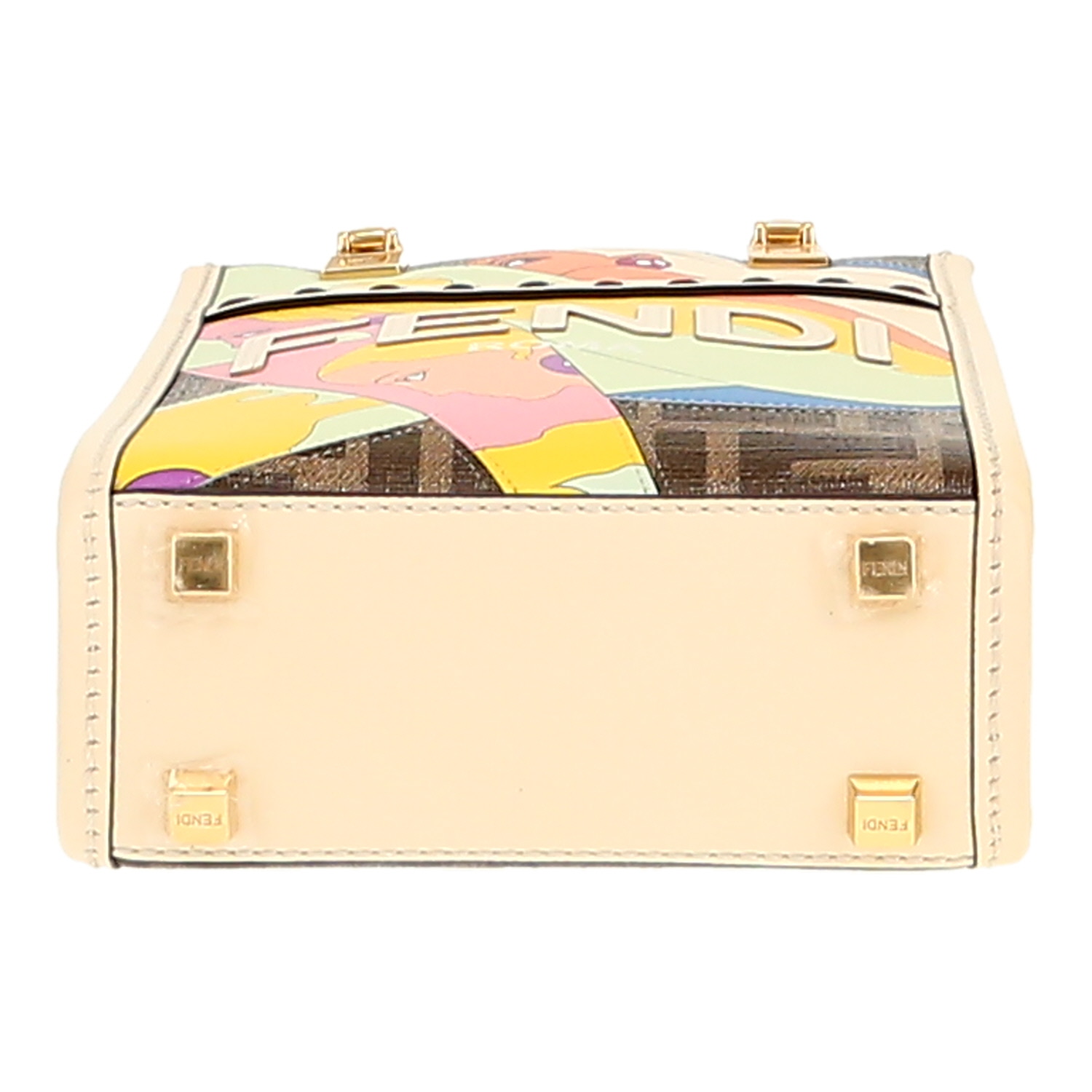 Bolso bandolera Fendi  Sunshine mini  en lona monogram marrón y cuero beige - Detail D1