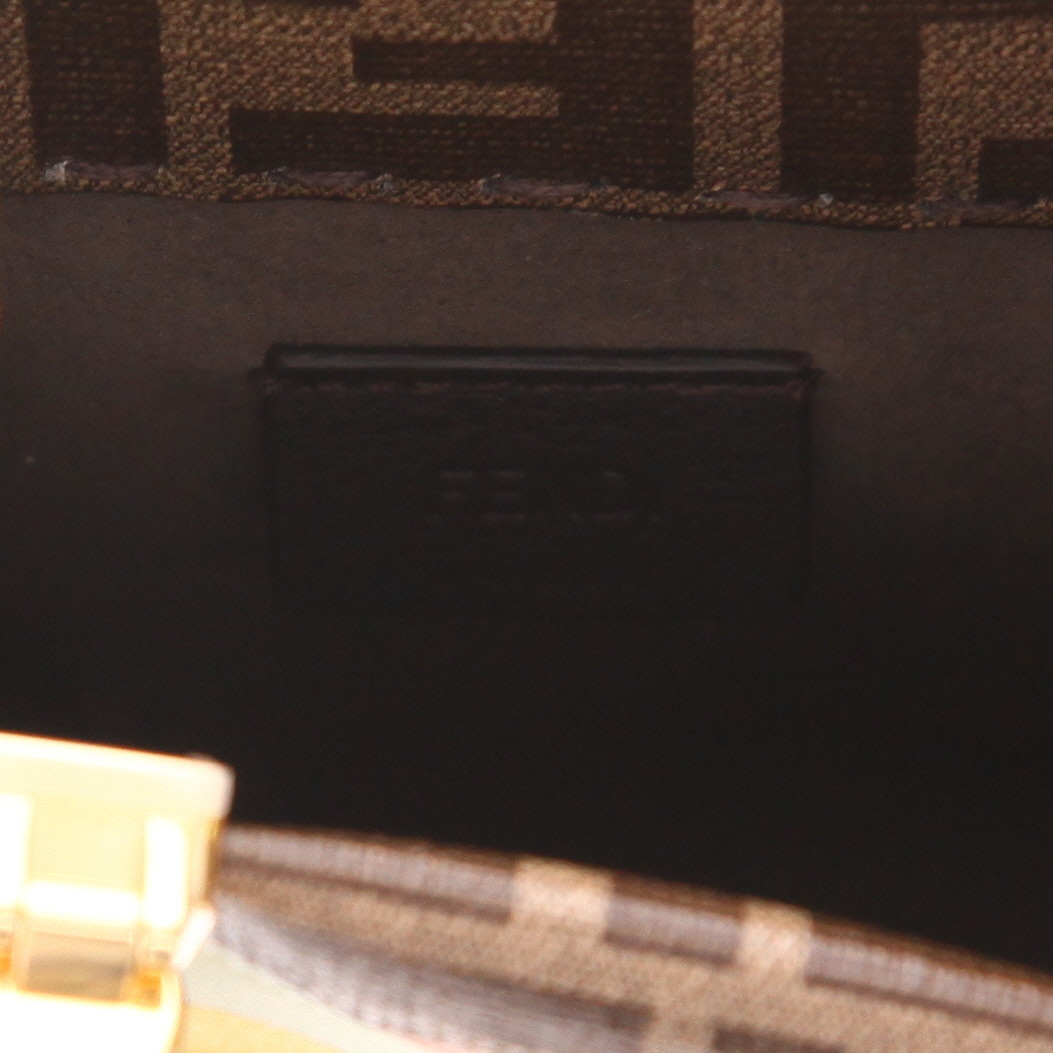 Bolso bandolera Fendi  Sunshine mini  en lona monogram marrón y cuero beige - Detail D2