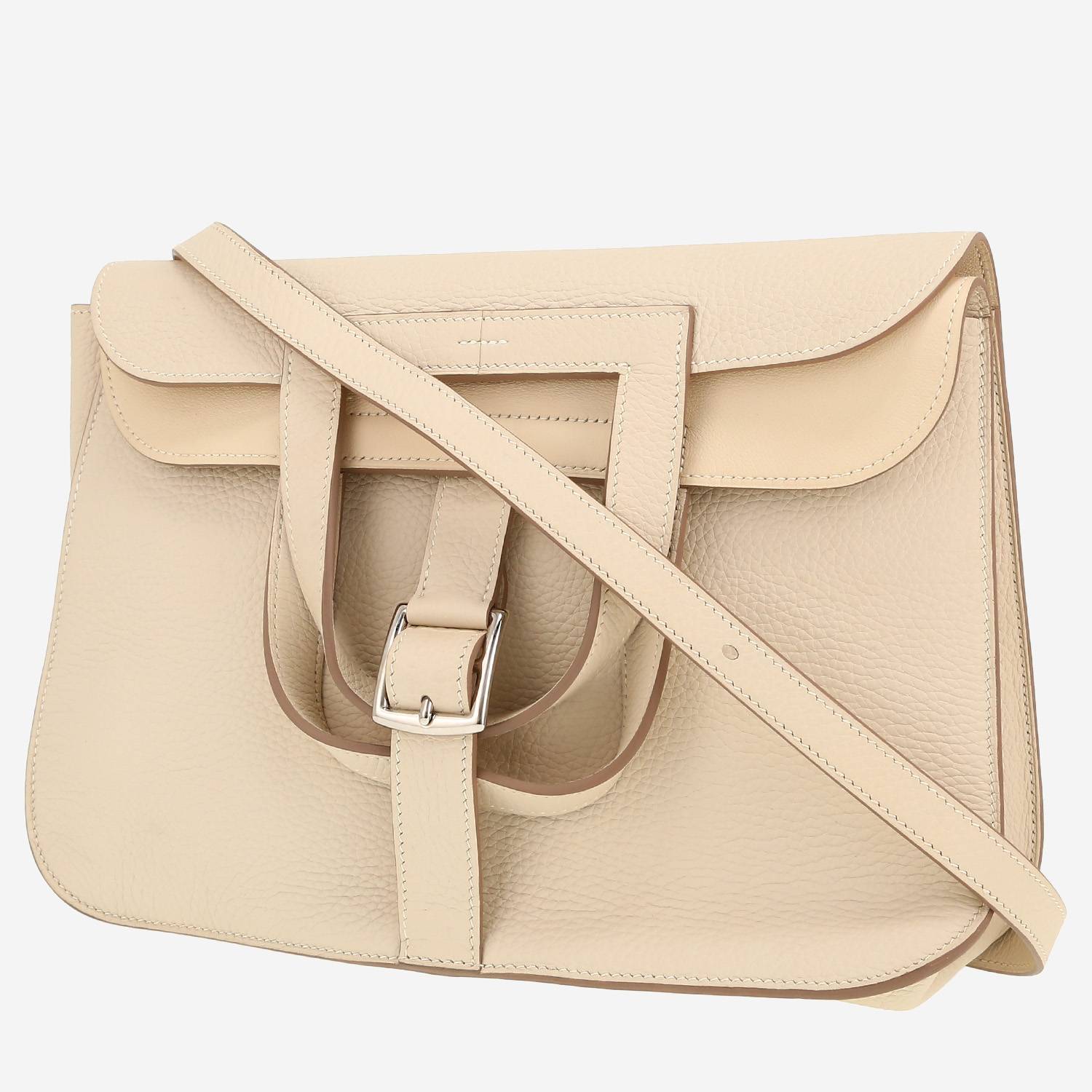 Sac à main Hermès  Halzan en cuir togo Craie