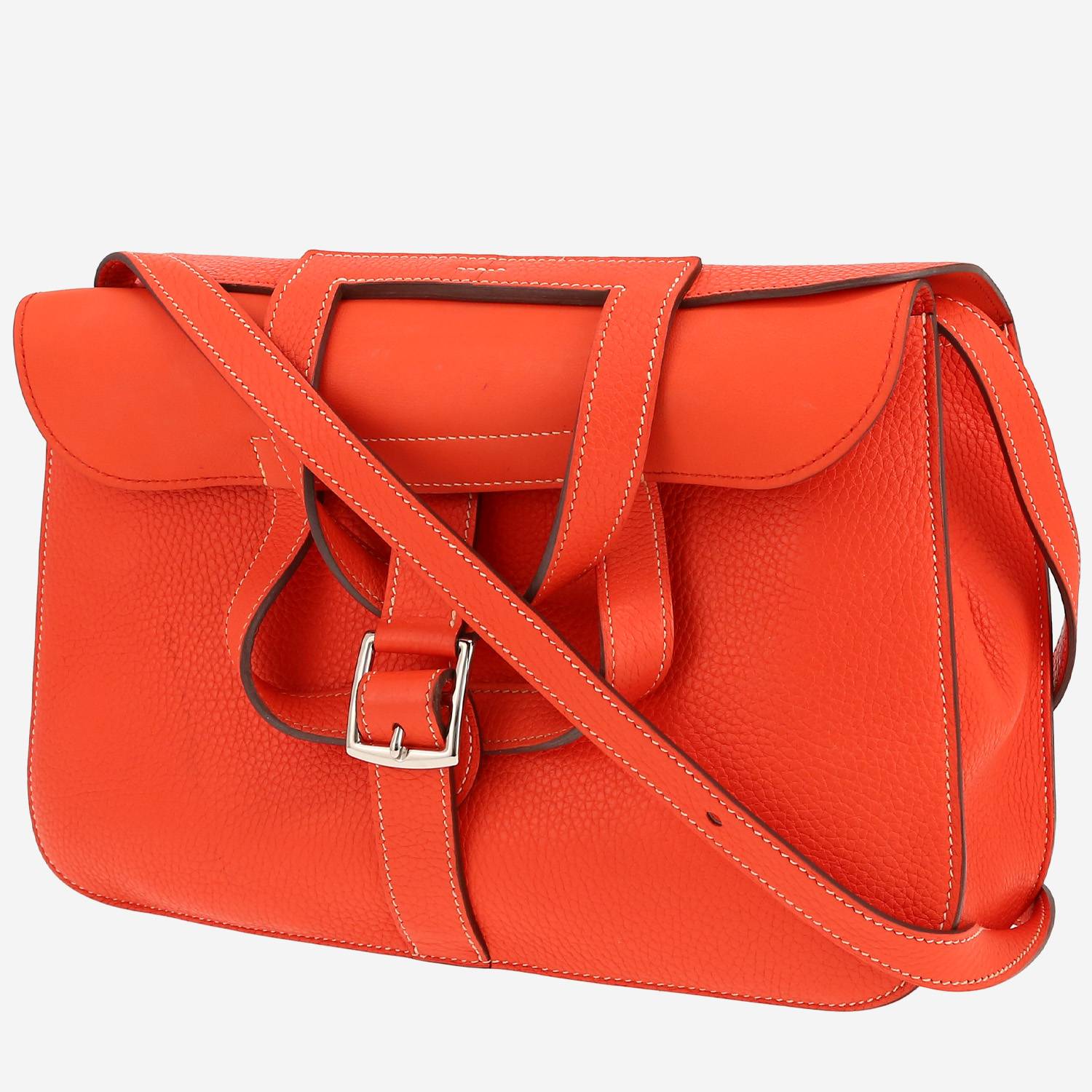 Bolso bandolera Hermès  Halzan en cuero togo naranja